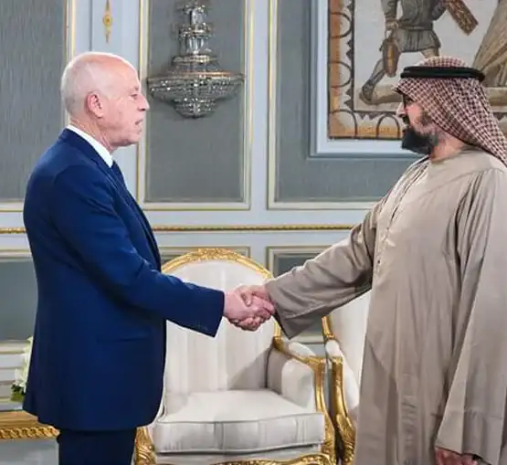 The Tunisian President, Kais Saied, Meets with the CEO of Abu Dhabi Investment Group, Zayed Bin Rashid Bin Aweidha.